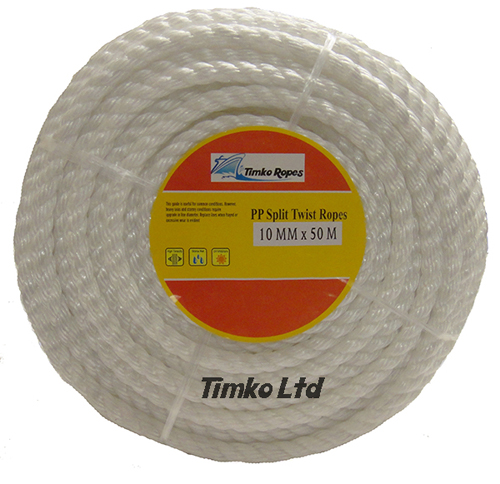 10mm White Polypropylene Rope x 50m Coil