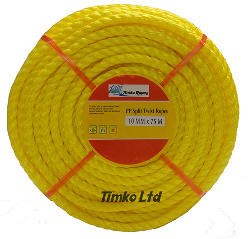Polypropylene rope - 10mm Dia Yellow x 75m Mini Coil