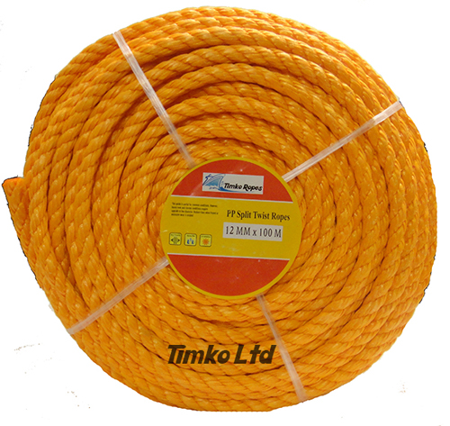 Polypropylene rope - 12mm Dia Orange x 100m Mini Coil