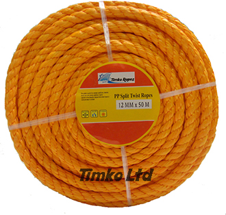 Polypropylene rope - 12mm Dia Orange x 50m Mini Coil
