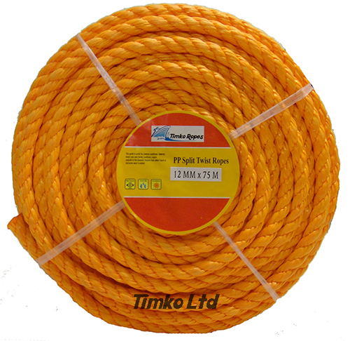 Polypropylene rope - 12mm Dia Orange x 75m Mini Coil