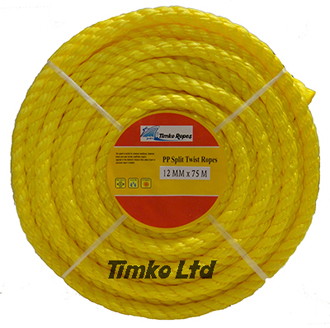 Polypropylene rope - 12mm Dia Yellow x 75m Mini Coil