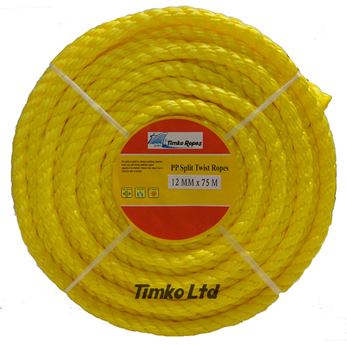 Polypropylene rope - 12mm Dia Yellow x 75m Mini Coil