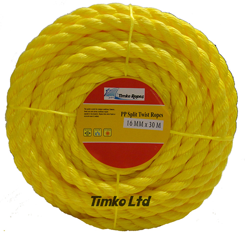 Polypropylene rope - 16mm Dia Yellow x 30m Mini Coil
