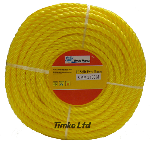 Polypropylene rope - 8mm Dia Yellow x 100m Mini Coil