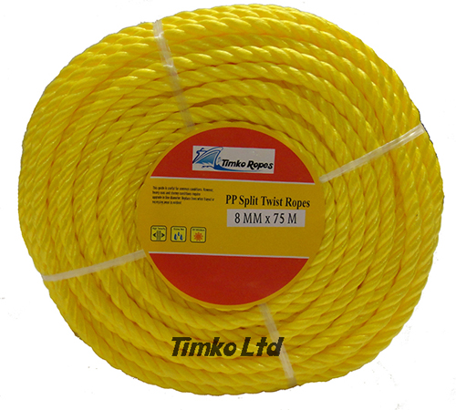 Polypropylene rope - 8mm Dia Yellow x 75m Mini Coil